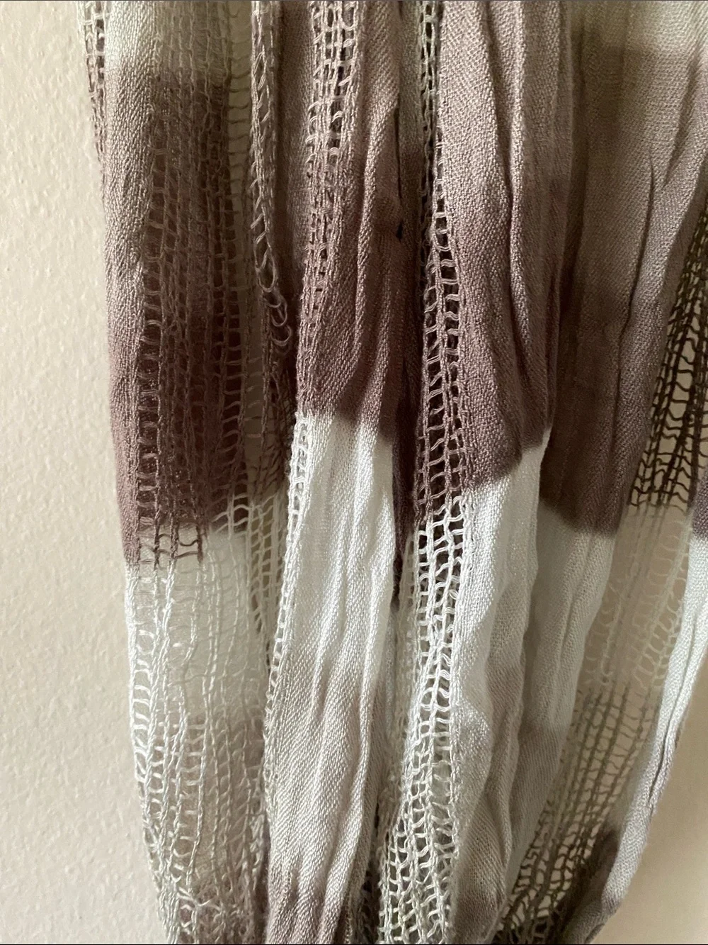 Striped Lightweight Infinity Scarf in Brown, Taupe, and White